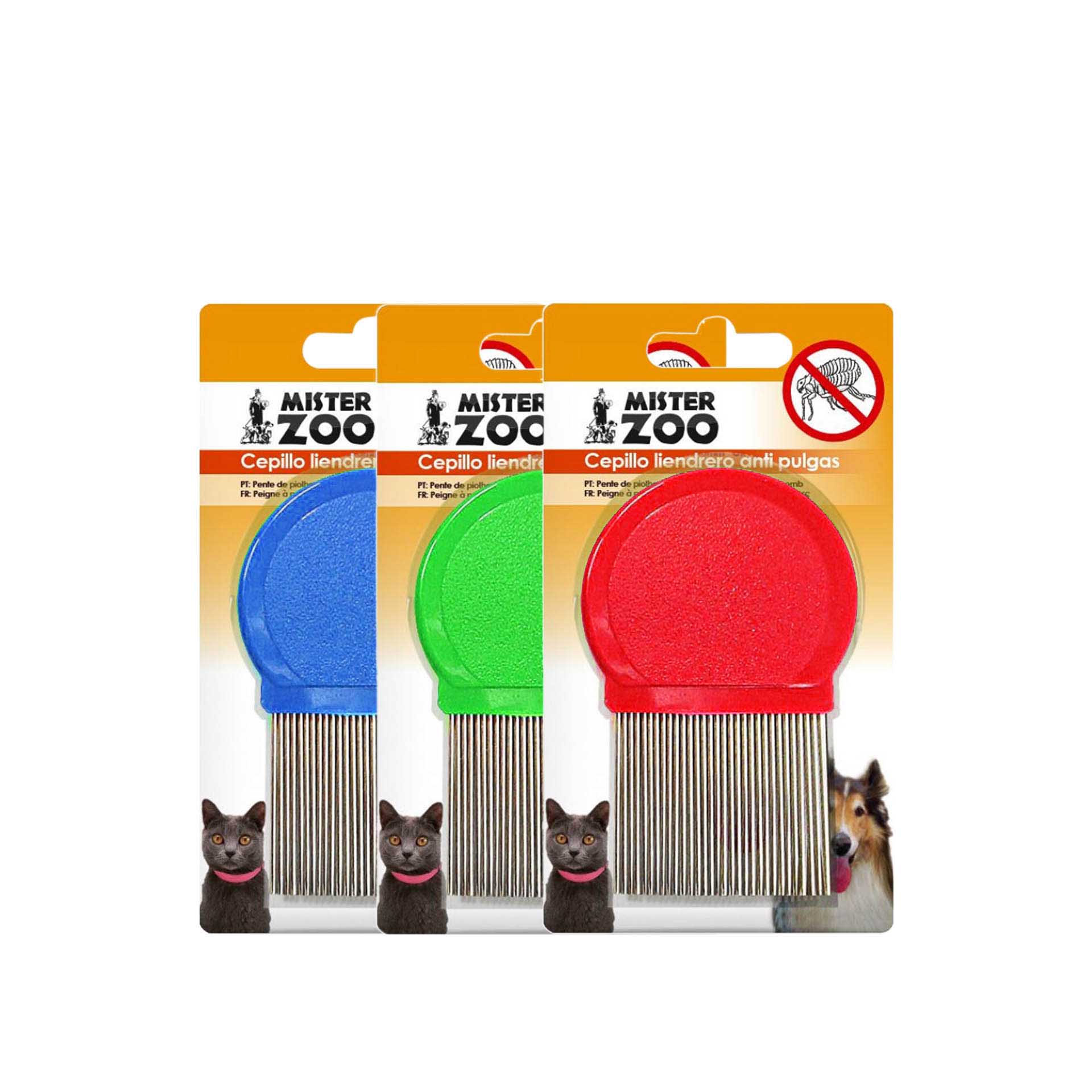 Escova Pet Parasitas Plástico Multicor 9cm