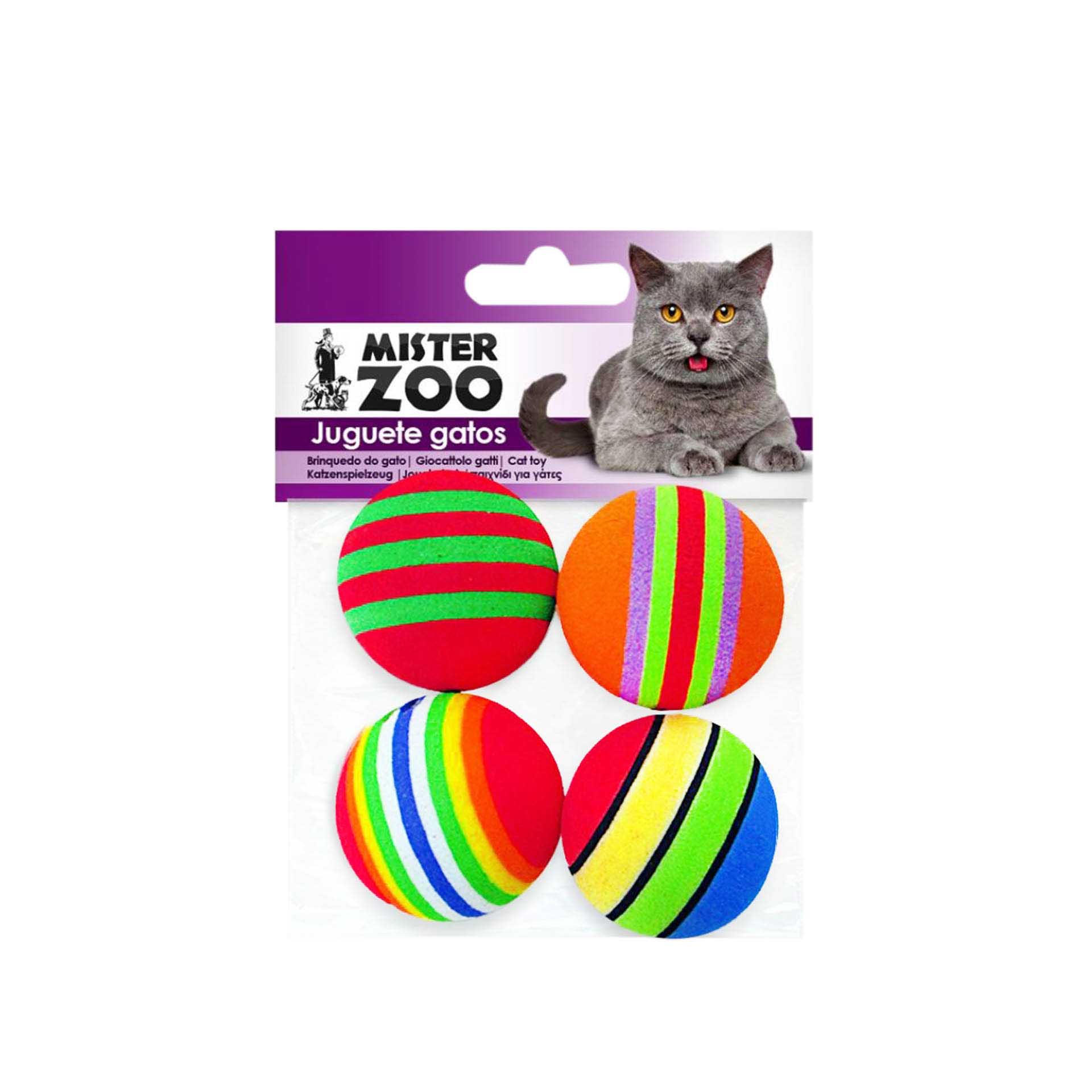MISTER ZOO BRINQUEDO GATO BOLAS PACK 4 50048