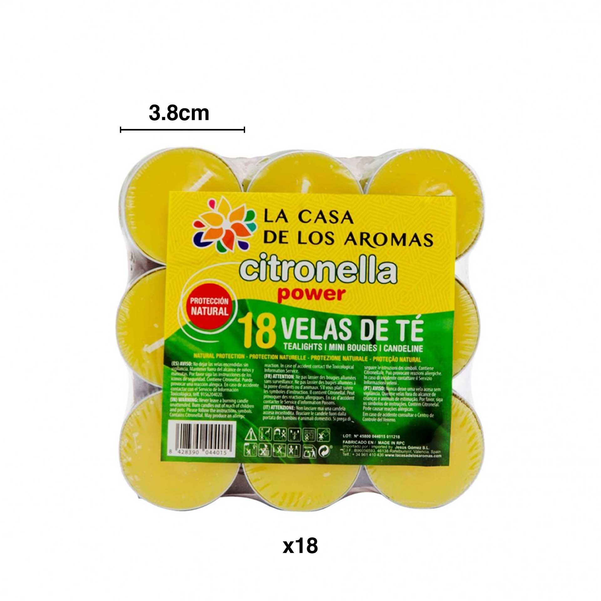 Vela Citronela Tealights Redondo 3.8cm Pack 18