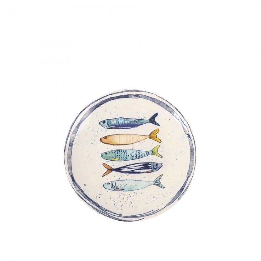 Prato Cerâmica Peixe Sobremesa 20X2cm Prato Cerâmica Peixe Sobremesa 20X2cm
