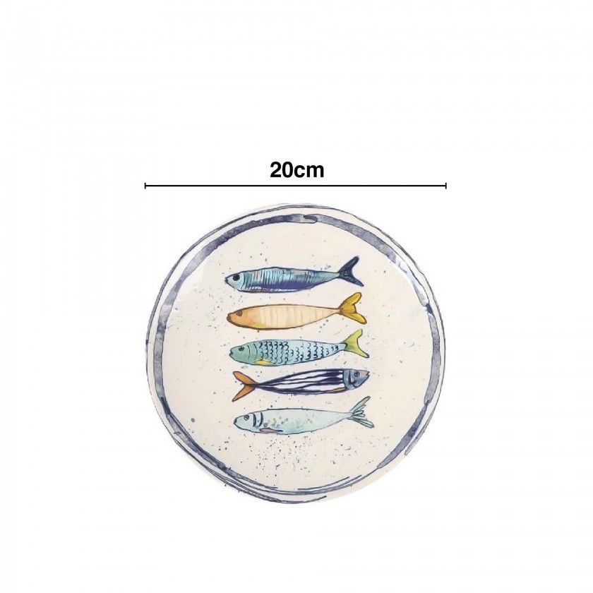 Prato Cerâmica Peixe Sobremesa 20X2cm Prato Cerâmica Peixe Sobremesa 20X2cm
