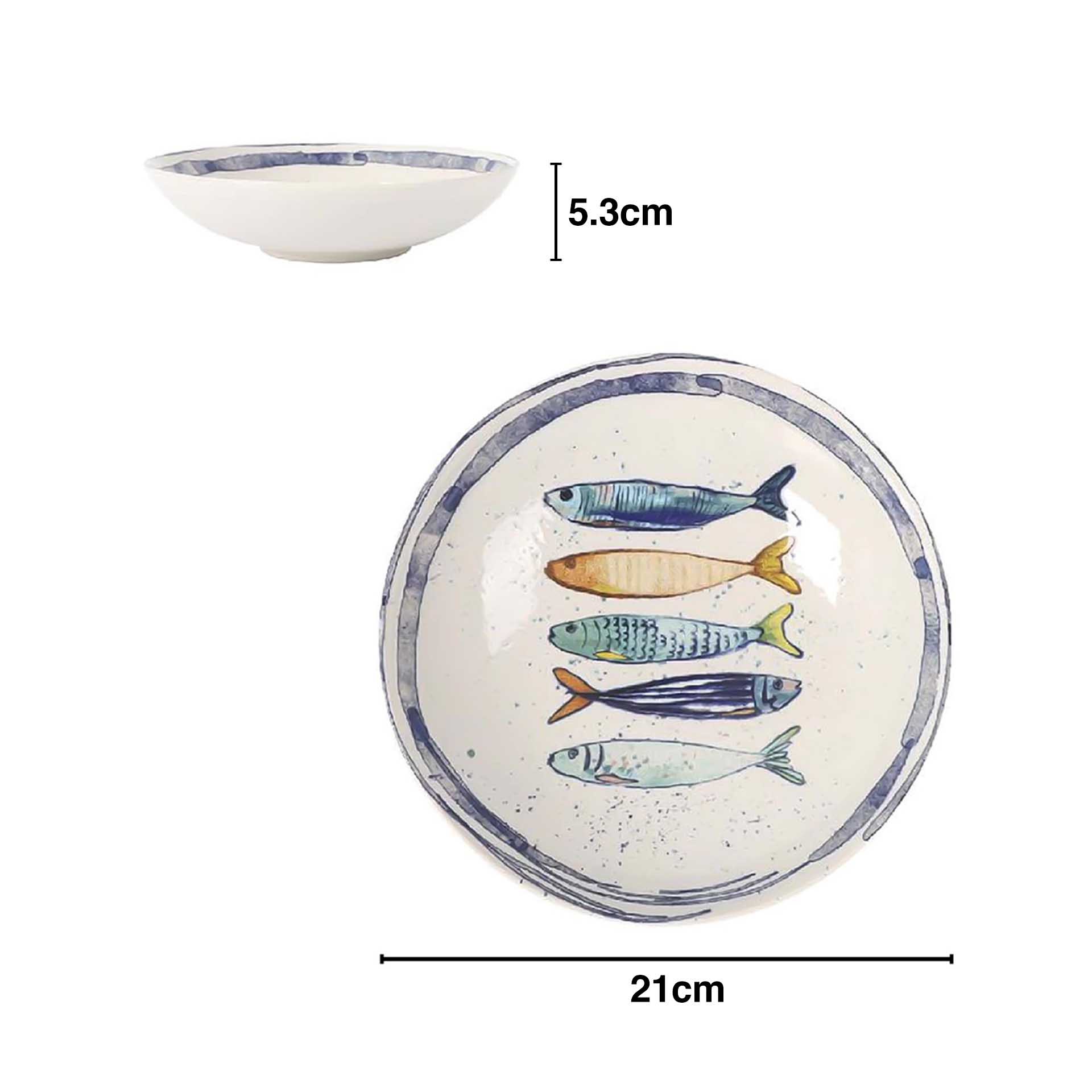 Prato Cerâmica Peixe Fundo 21X5.3cm