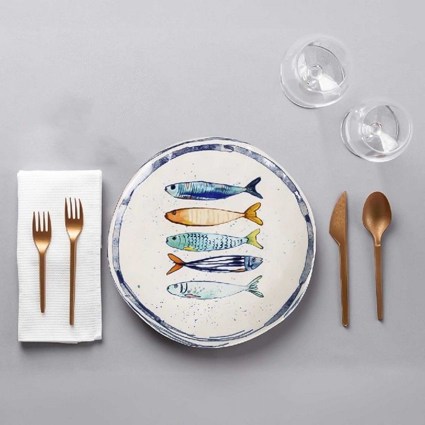 Prato Cermica Peixe Raso Ondulado 26X2.5cm