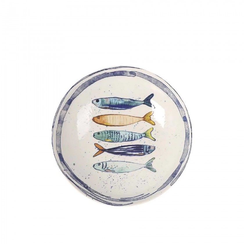 Prato Cerâmica Peixe Fundo 21X5.3cm Prato Cerâmica Peixe Fundo 21X5.3cm