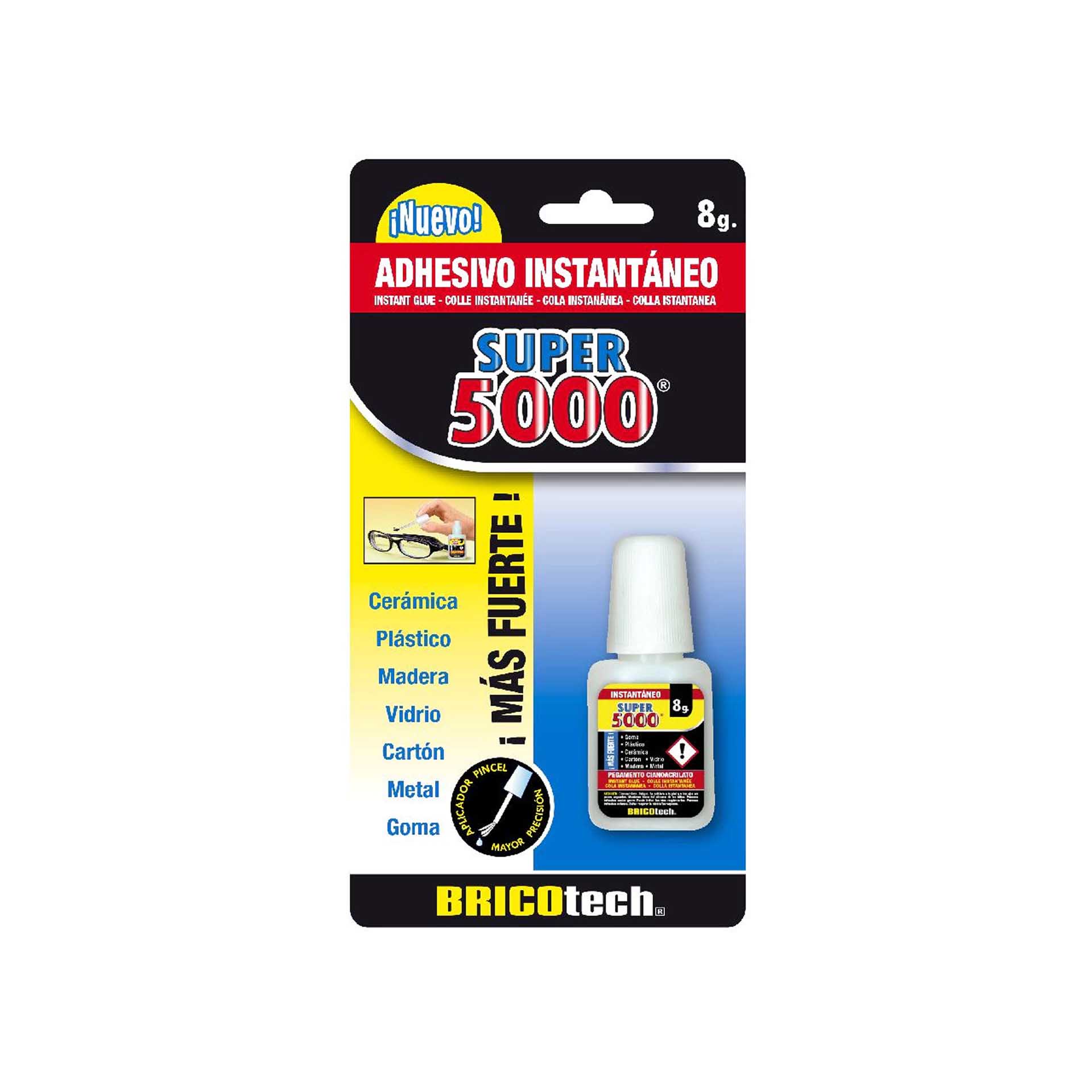 Cola Instantânea Bricotech Super 5000 Pincel 8gr