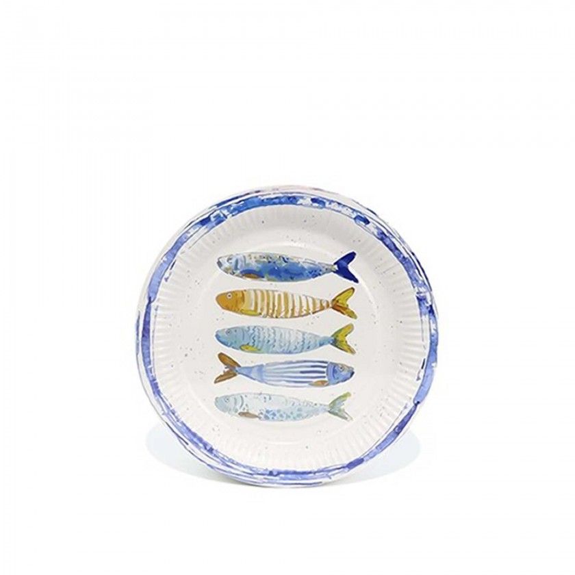 Prato Carto Peixe Redondo 20cm Pack 10