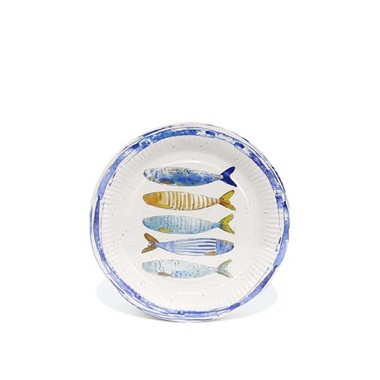 Prato Cartão Peixe Redondo 20cm Pack 10
