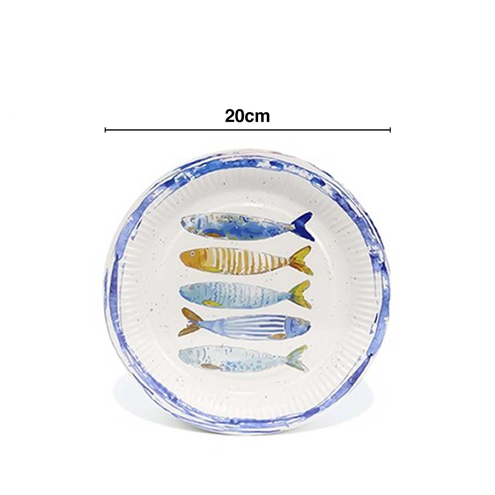 Prato Cartão Peixe Redondo 20cm Pack 10
