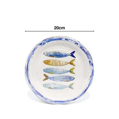 Prato Cart�o Peixe Redondo 20cm Pack 10 - Image product