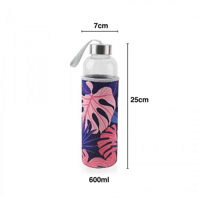 Garrafa Água Vidro com Capa 600ml 7X25cm Garrafa Água Vidro com Capa 600ml 7X25cm