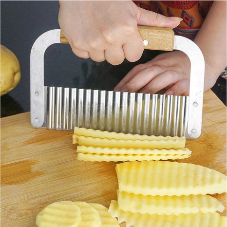 Cortador Batatas Madeira / Inox Ondulado 18.5cm - Image product