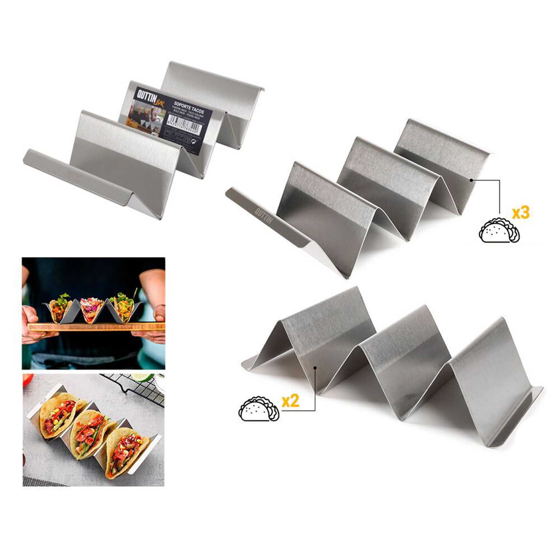 Suporte Inox para 3 Tacos 20X10X5cm