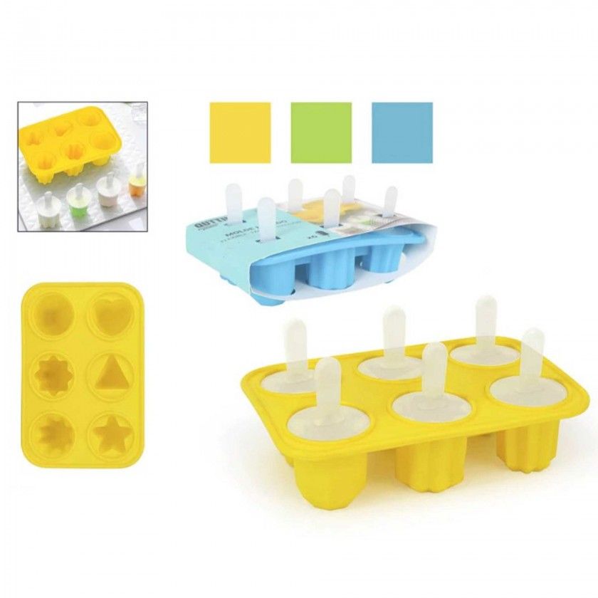 Molde Silicone 6 Gelados Formas 18X5.3X12.3cm Molde Silicone 6 Gelados Formas 18X5.3X12.3cm