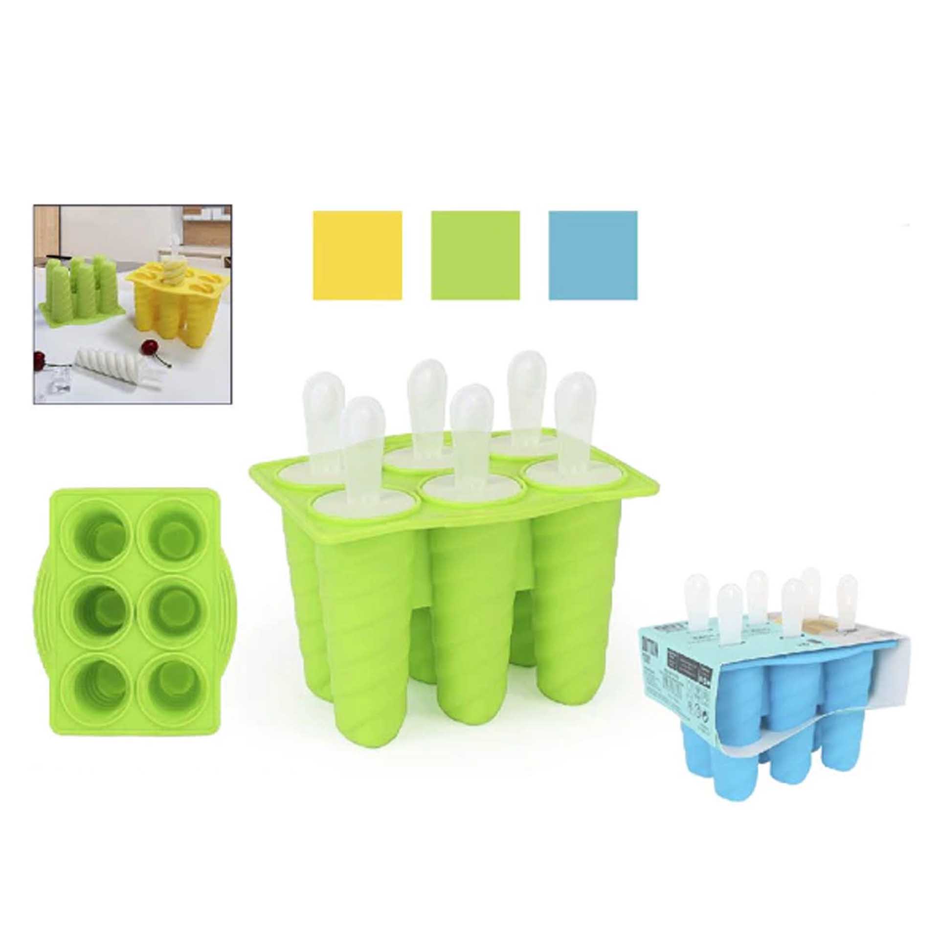 Molde Silicone 6 Gelados Espiral 15X12X10.5cm