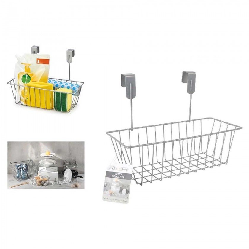 Cesto Organizador Suspenso Cinzento 28X15X21cm Cesto Organizador Suspenso Cinzento 28X15X21cm