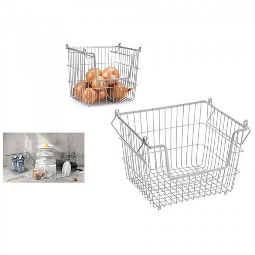 Cesto Organizador Empilhvel com Asas Cinzento 32X27X23cm