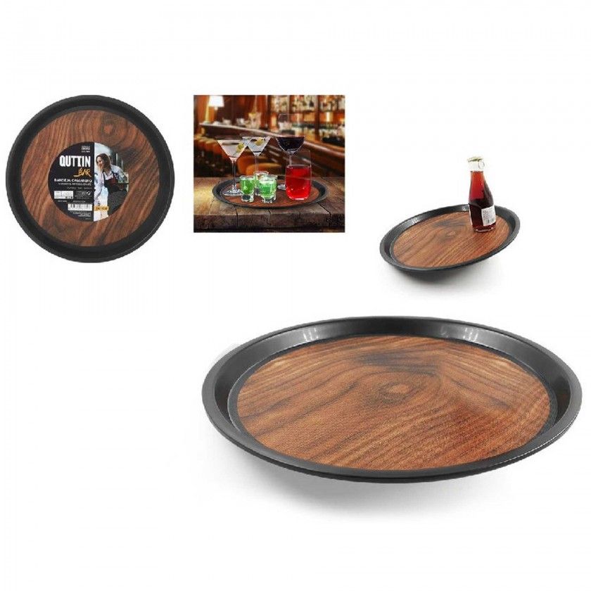 Bandeja Antideslizante Wood Redondo 41cm