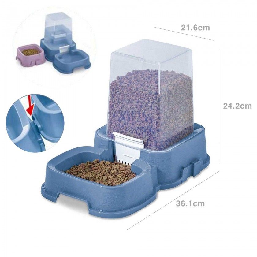 Comedouro Animal com Doseador 36.1X21.6X24.2cm Comedouro Animal com Doseador 36.1X21.6X24.2cm