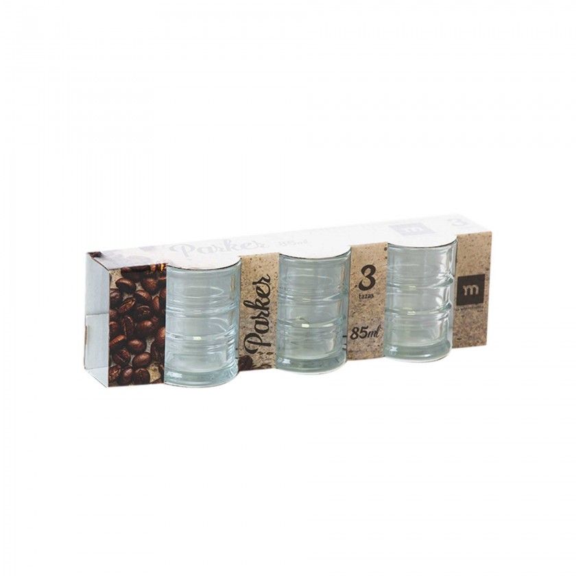 Chávena Café Vidro Parker 85ml 7.5X5.3X7cm Pack 3 Chávena Café Vidro Parker 85ml 7.5X5.3X7cm Pack 3