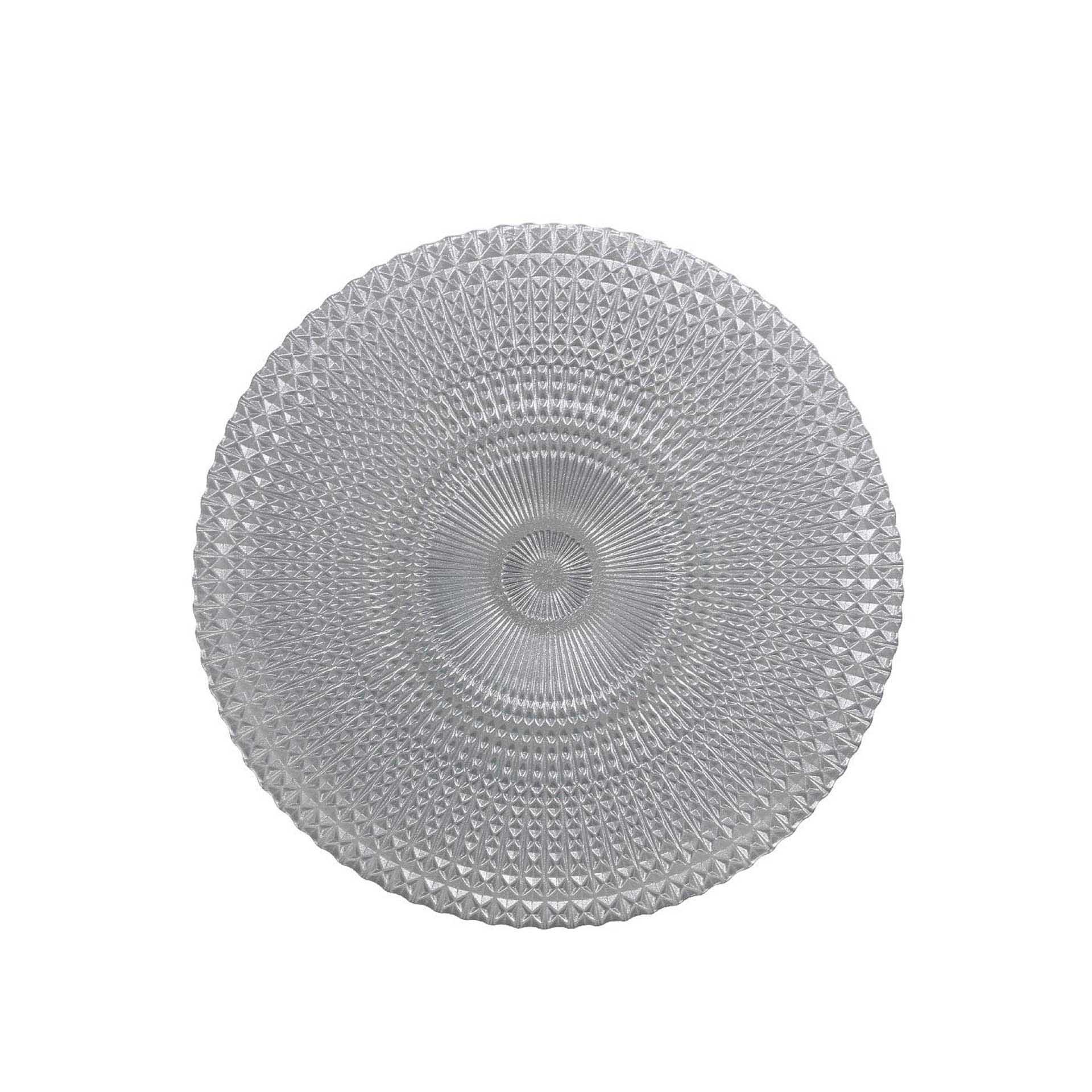 Prato Marcador Vidro Redondo Prata 31cm