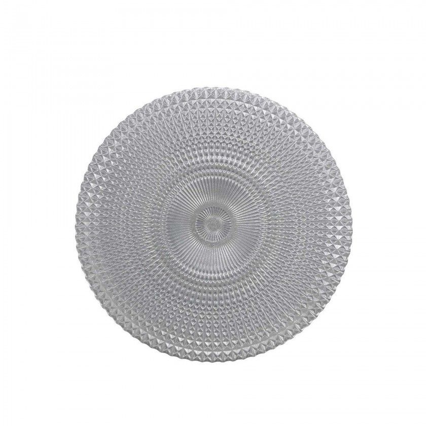 Prato Marcador Vidro Redondo Prata 31cm Prato Marcador Vidro Redondo Prata 31cm