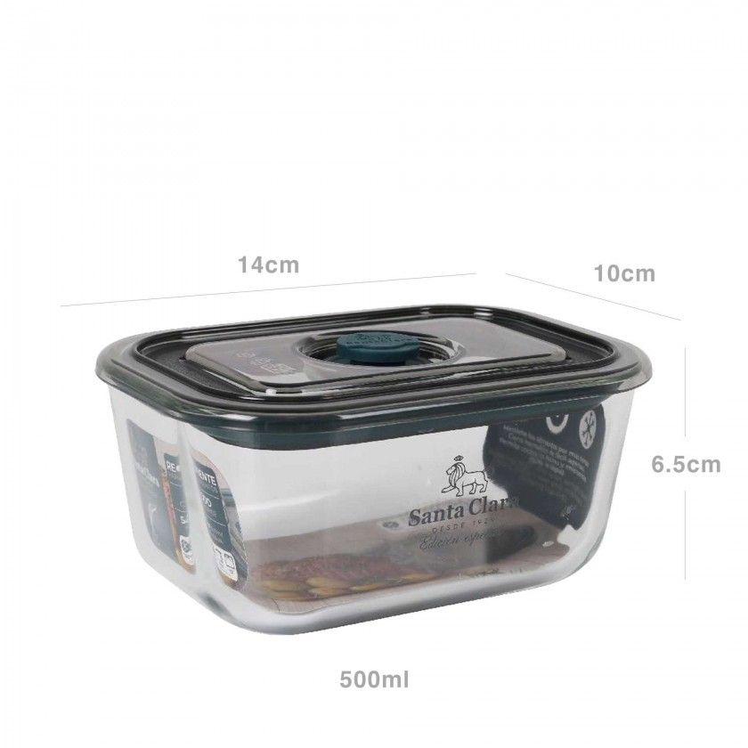 Caixa Hermética Vidro Tampa Válvula Retangular 500ml Caixa Hermética Vidro Tampa Válvula Retangular 500ml