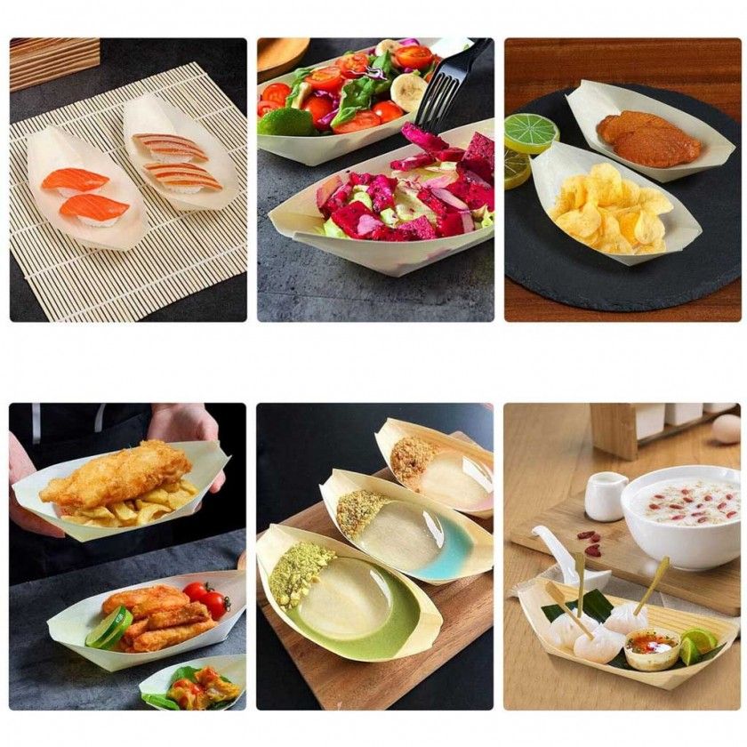 Ta�a Descart�vel Madeira Barco 18cm Pack 6