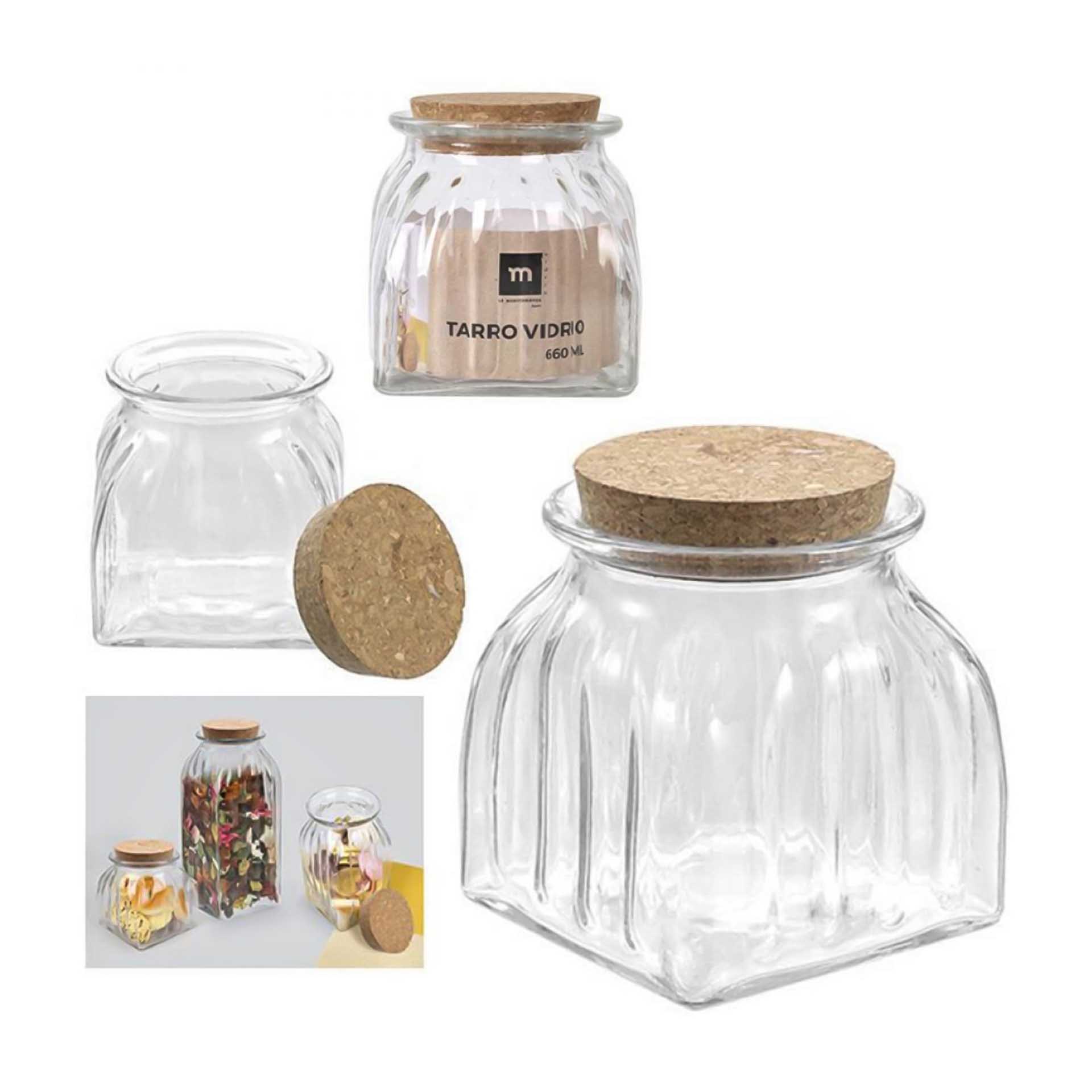 Frasco Hermético Vidro Linhas Tampa Cortiça 660ml