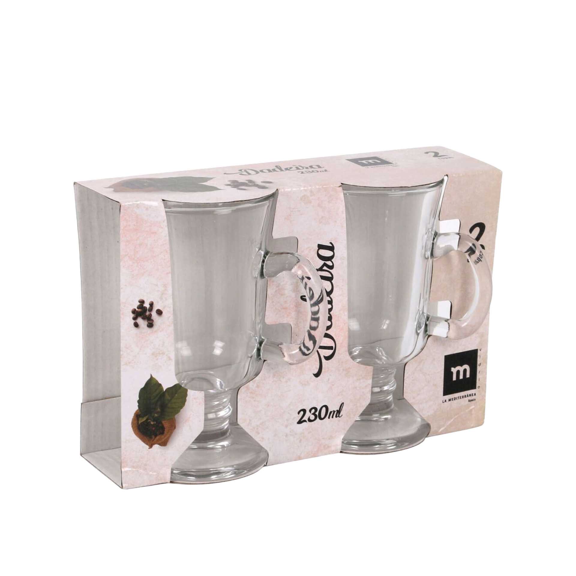 Caneca com Pé Vidro 230ml 10X7.5X14.2cm Pack 2