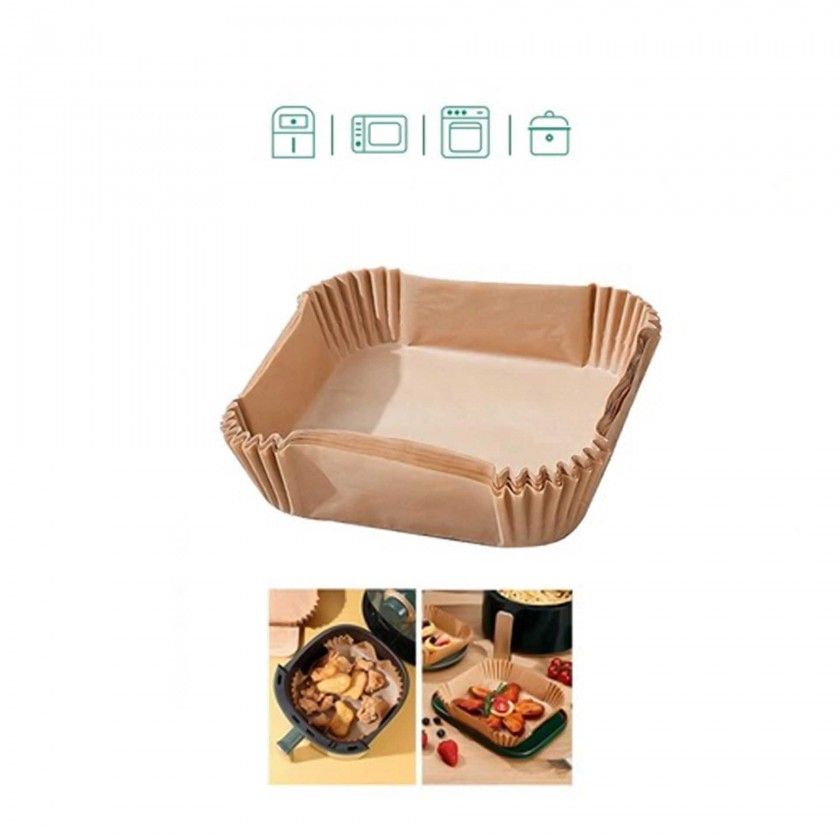 Forma Papel Airfryer Quadrado 5-7L 20-24X4.5cm Pack 20 Forma Papel Airfryer Quadrado 5-7L 20-24X4.5cm Pack 20