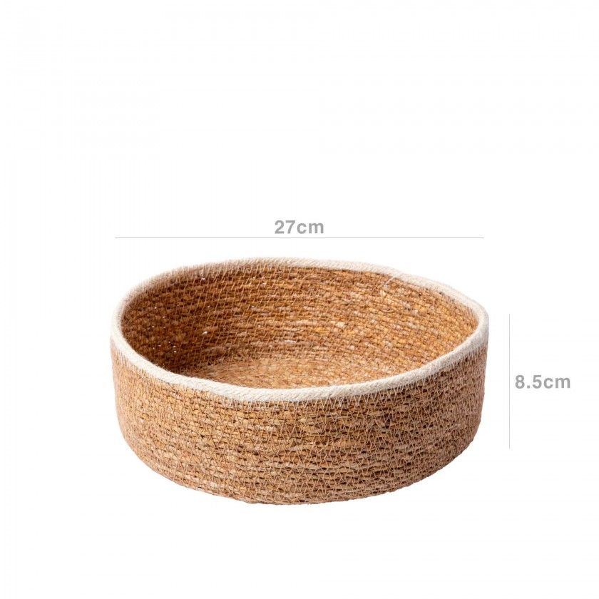 Cesto Vime Redondo Bege 27X8.5cm