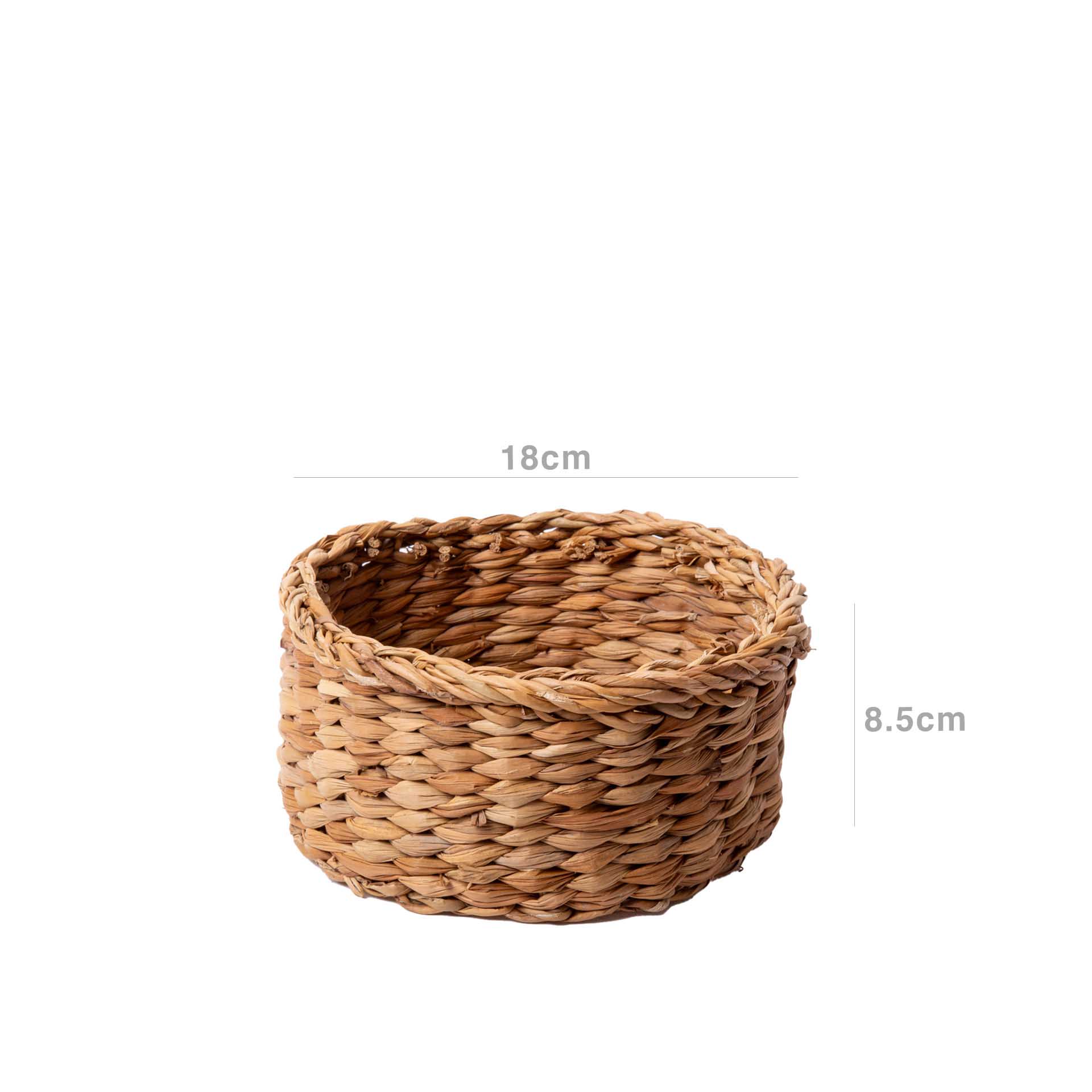Cesto Vime Redondo Bege 18X8.5cm