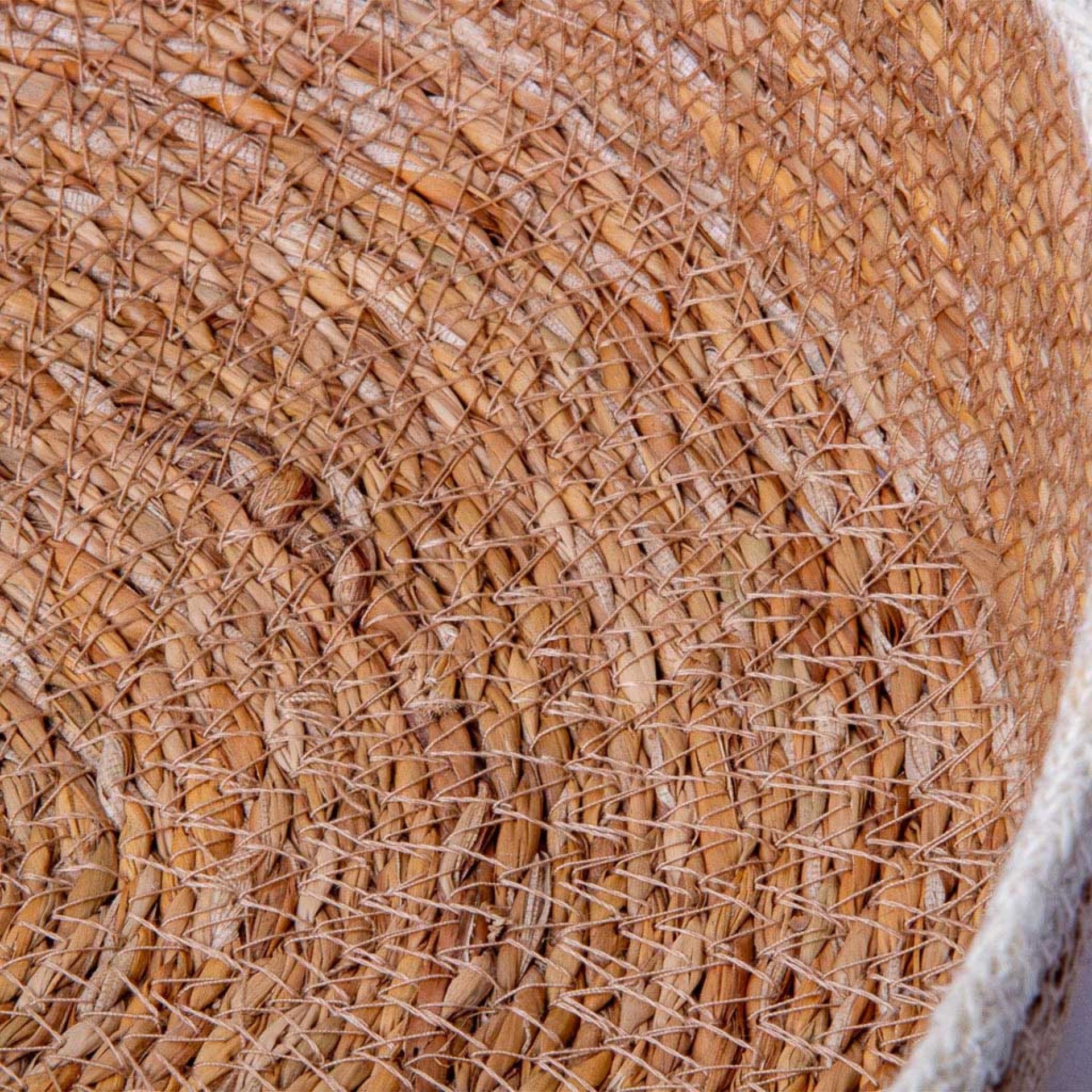 Cesto Vime Redondo Bege 27X8.5cm