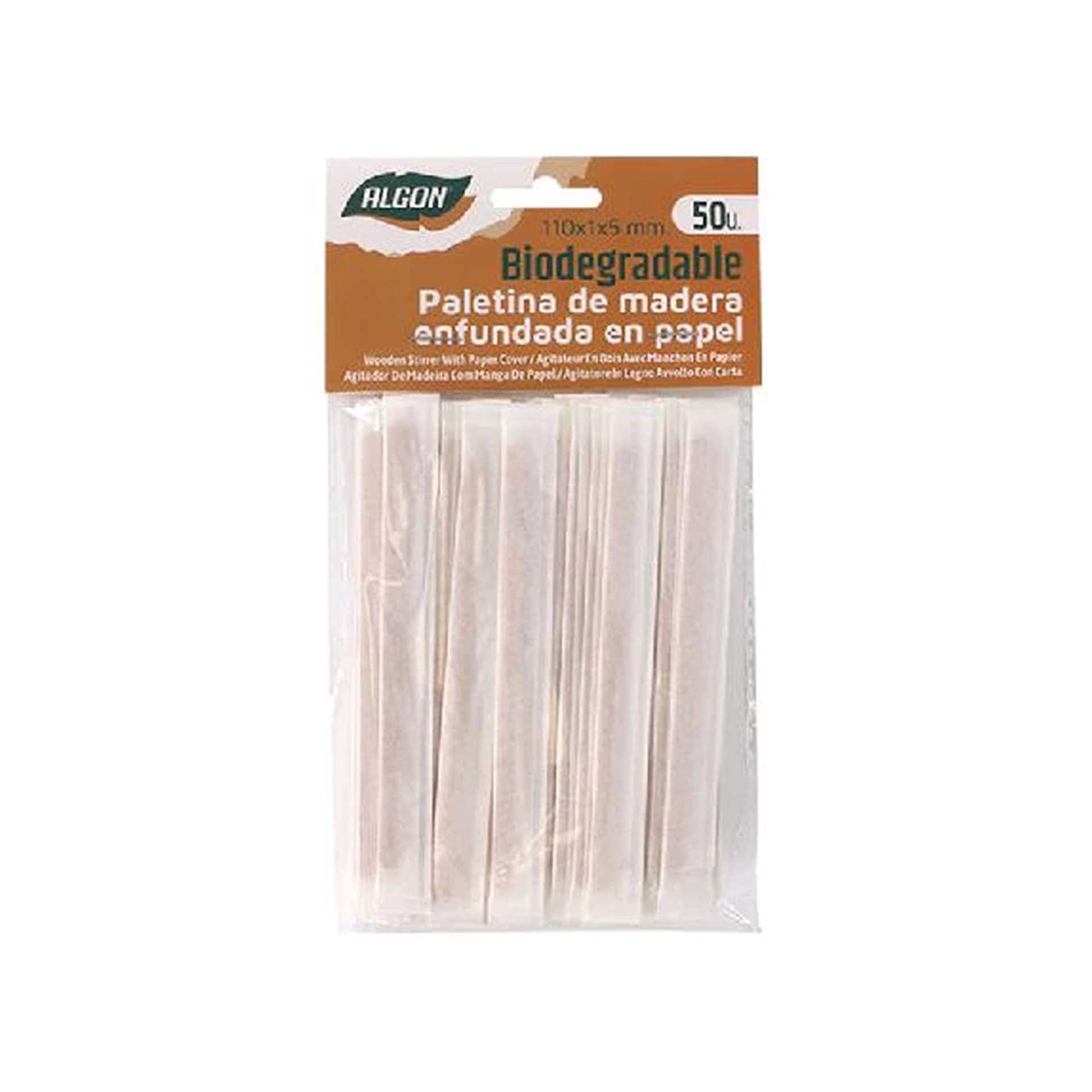 Palheta Café Madeira Biodegradável Embalado 0.5X11cm Pack 50