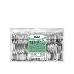 Garfo Plstico Reutilizvel Prata 10CM Pack 50