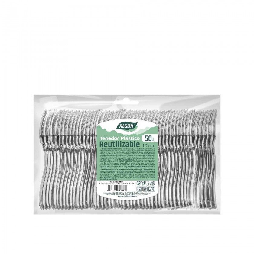 Garfo Plstico Reutilizvel Prata 10CM Pack 50