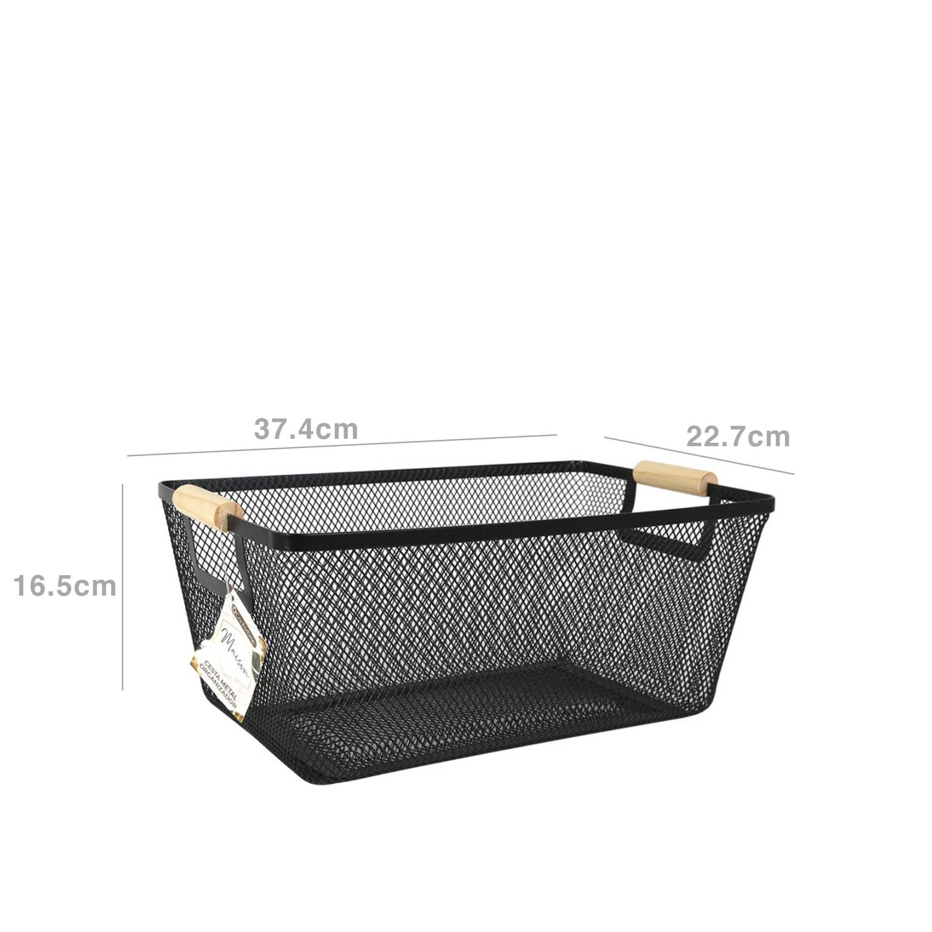 Cesto Rede Metal Asa Madeira
