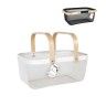 Cesto Metal Asas Madeira Retangular 40X24.5X18.5cm Cesto Metal Asas Madeira Retangular 40X24.5X18.5cm
