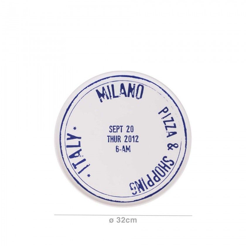 Prato Pizza Letras Azuis 32cm