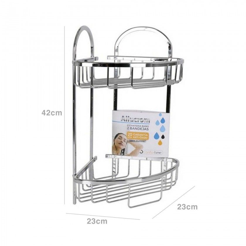 Estante Banho Allucrom 2 Bandejas Canto 23X23X42cm