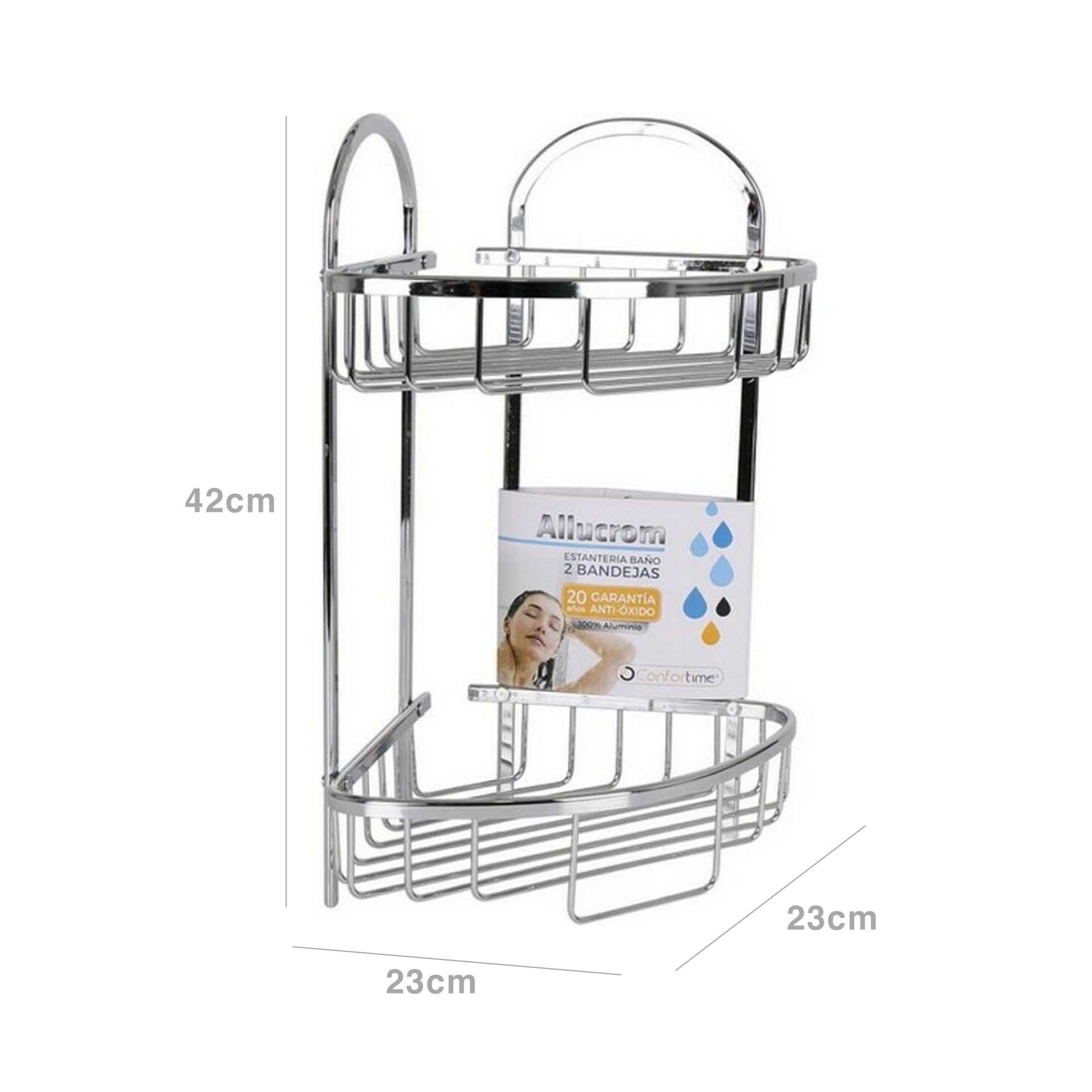Estante Banho Allucrom 2 Bandejas Canto 23X23X42cm