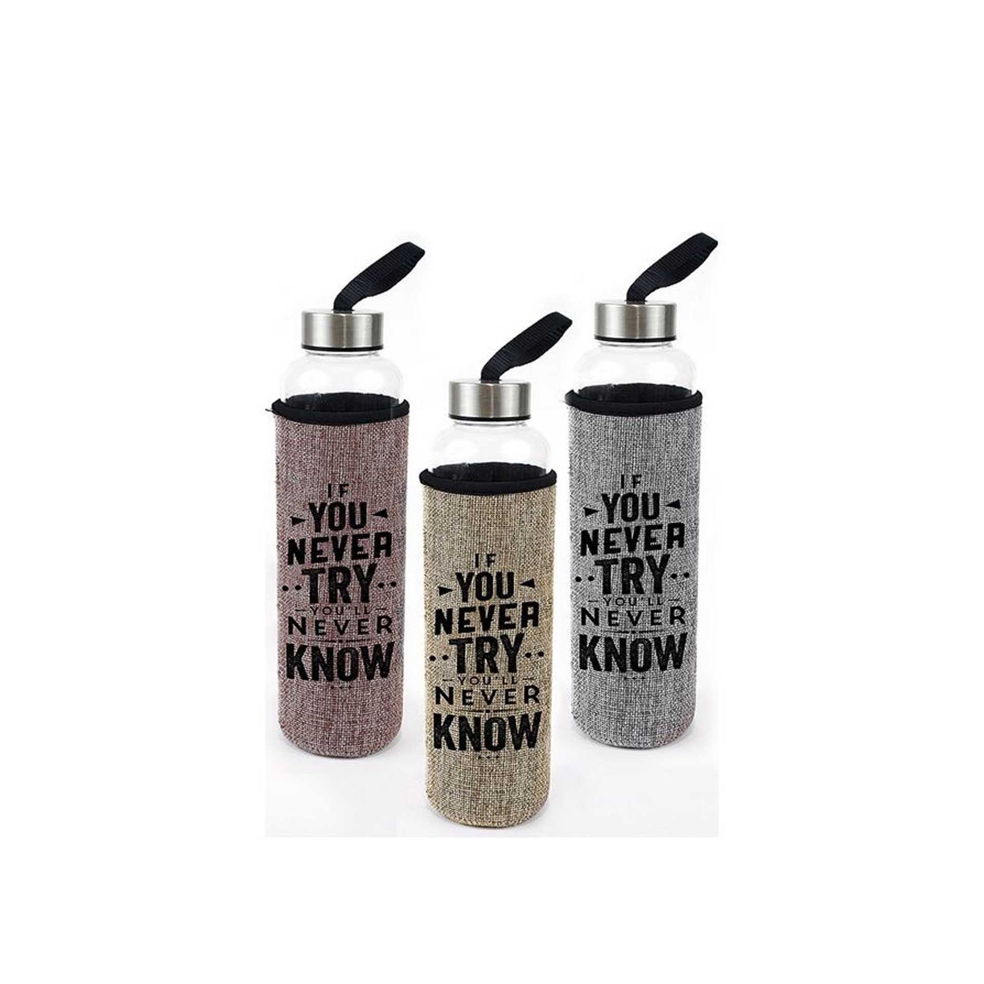 Garrafa Agua Vidro com Capa Protetora 600ML