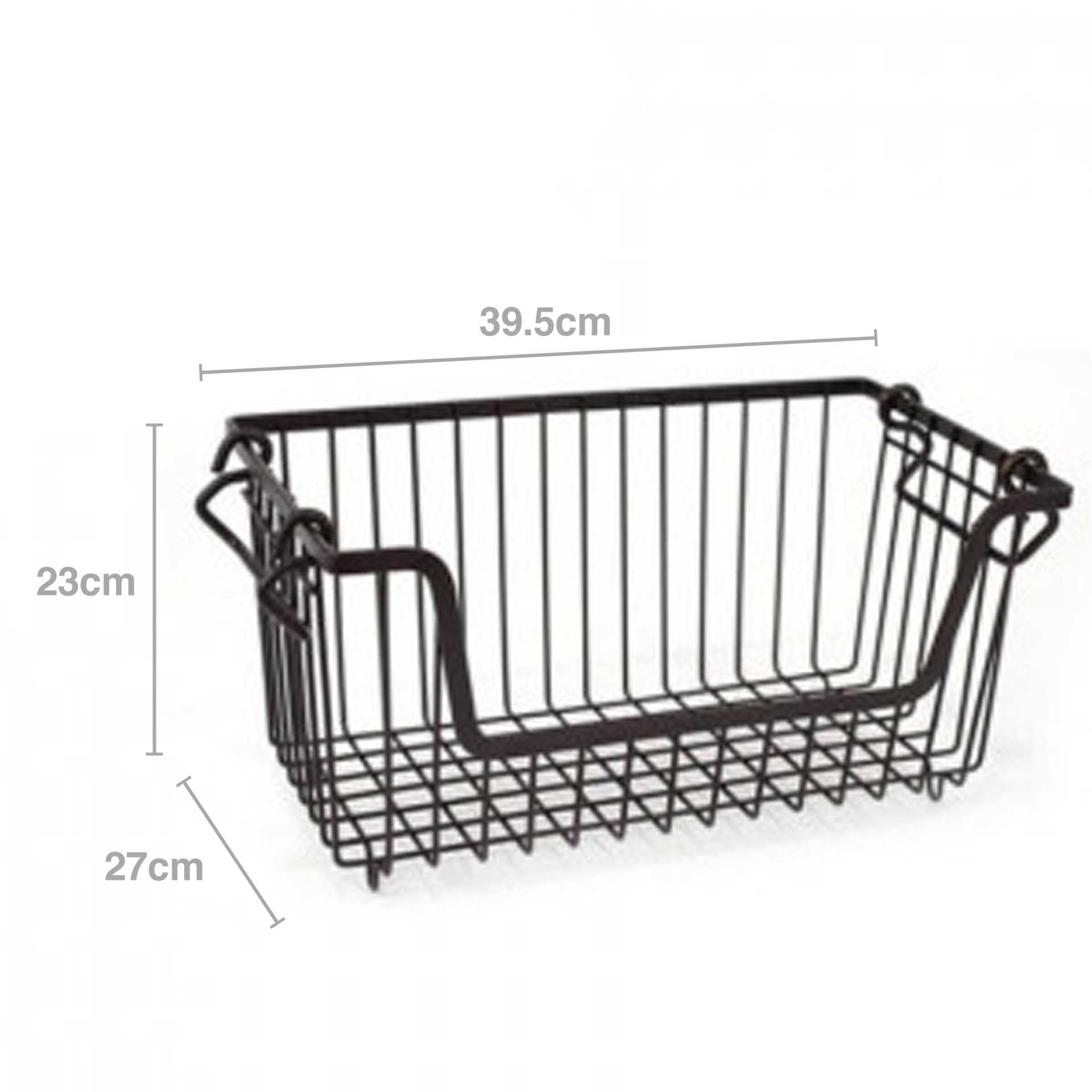 Cesto Organizador Empilhável com Asas Preto 39.5X27X23cm