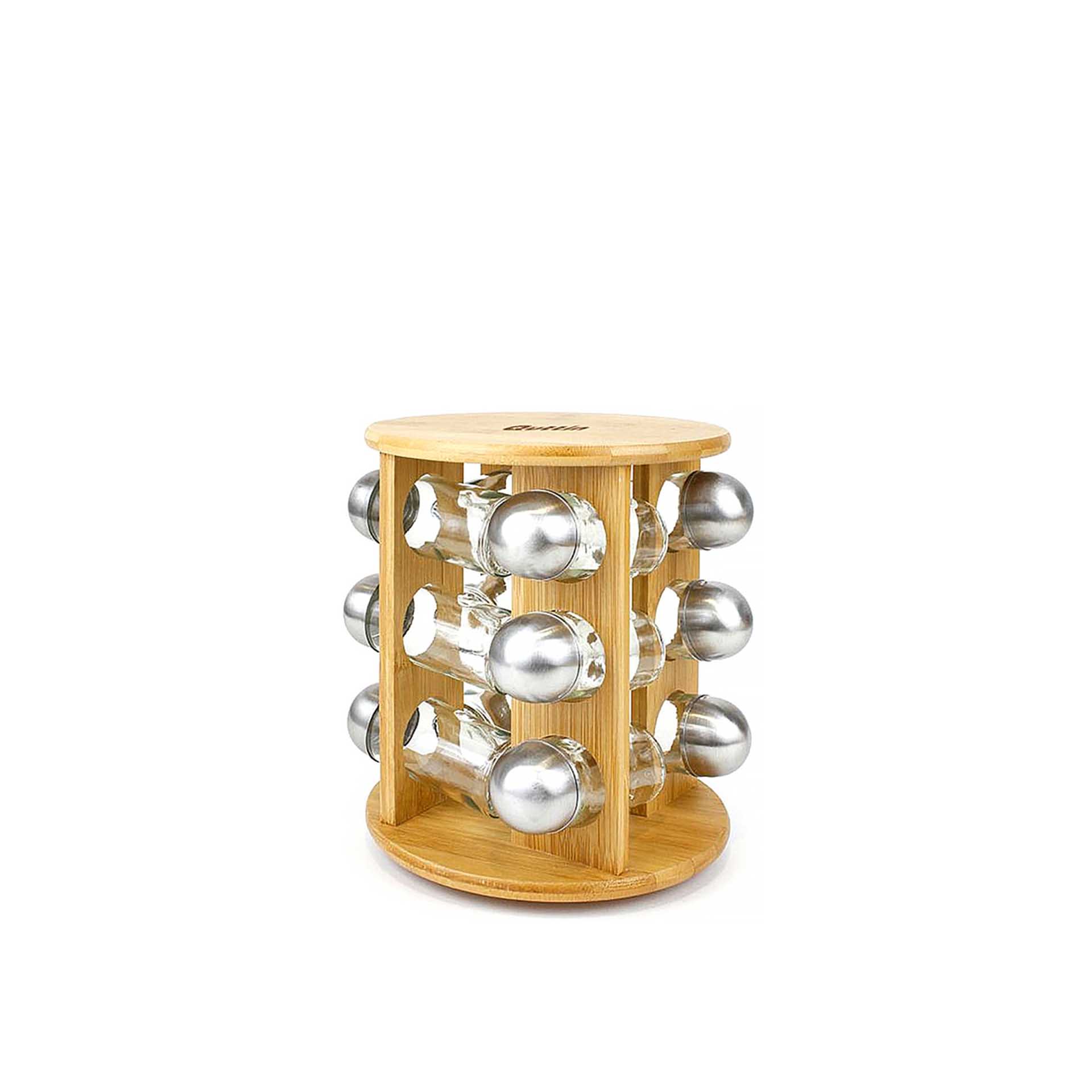 Suporte Bambu com 12 Frascos Especiarias