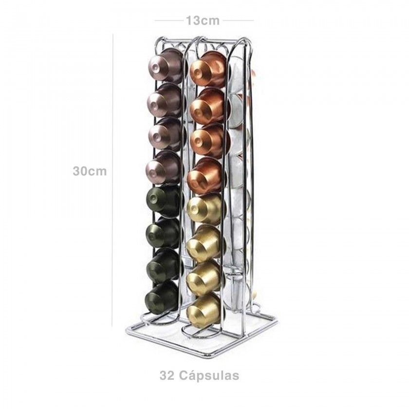 Suporte Inox 32 Cápsulas Café 13X30cm Suporte Inox 32 Cápsulas Café 13X30cm