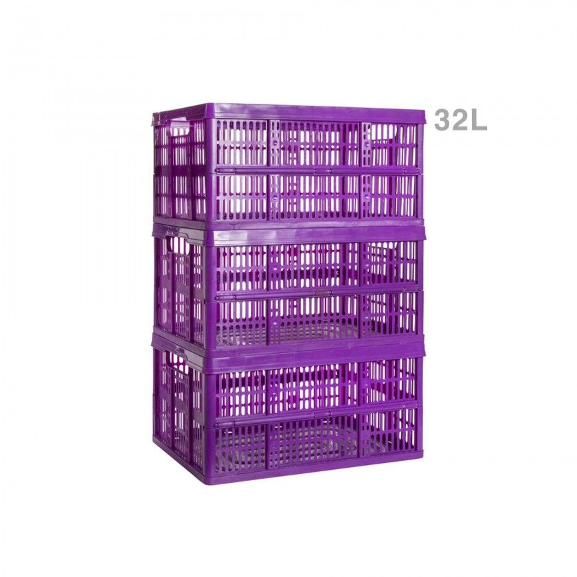 Caixa Dobrvel Violeta 32L Pack 3