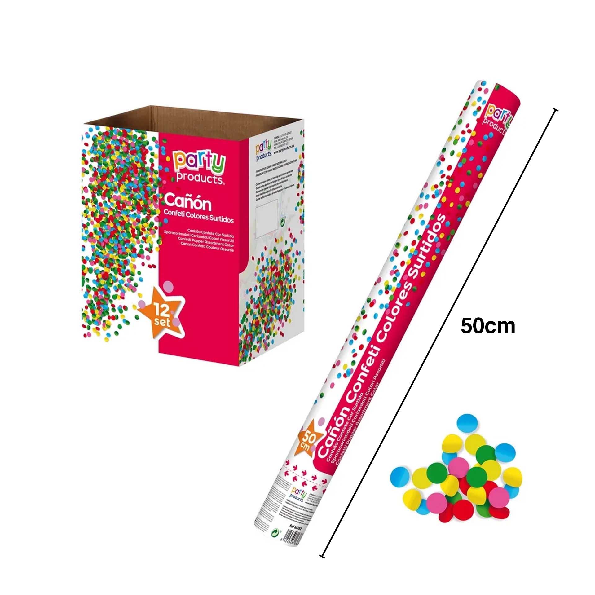 Tubo Confetis Cores 50cm