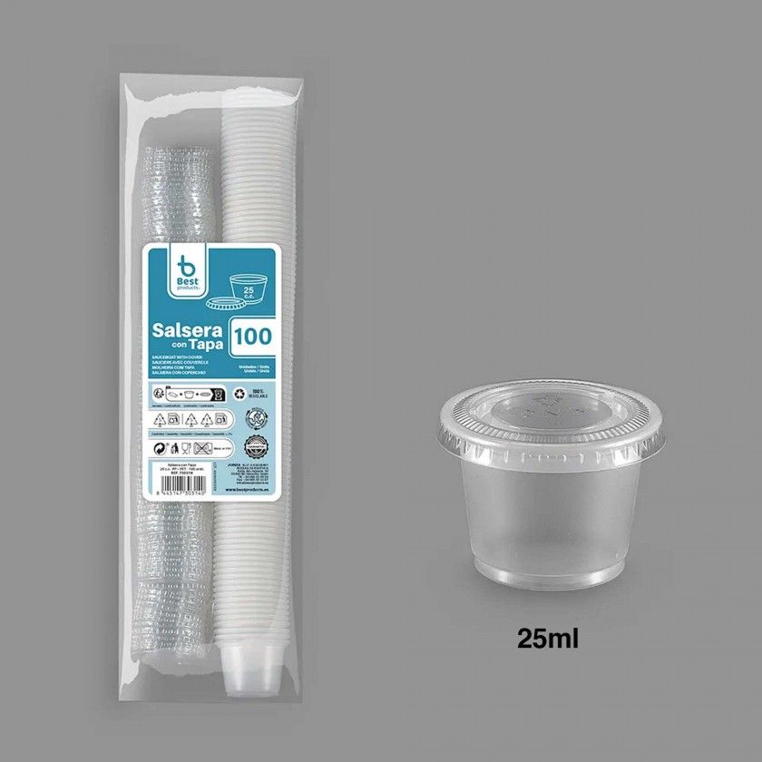 Molheira Pl�stica com Tampa 25ml Pack 100