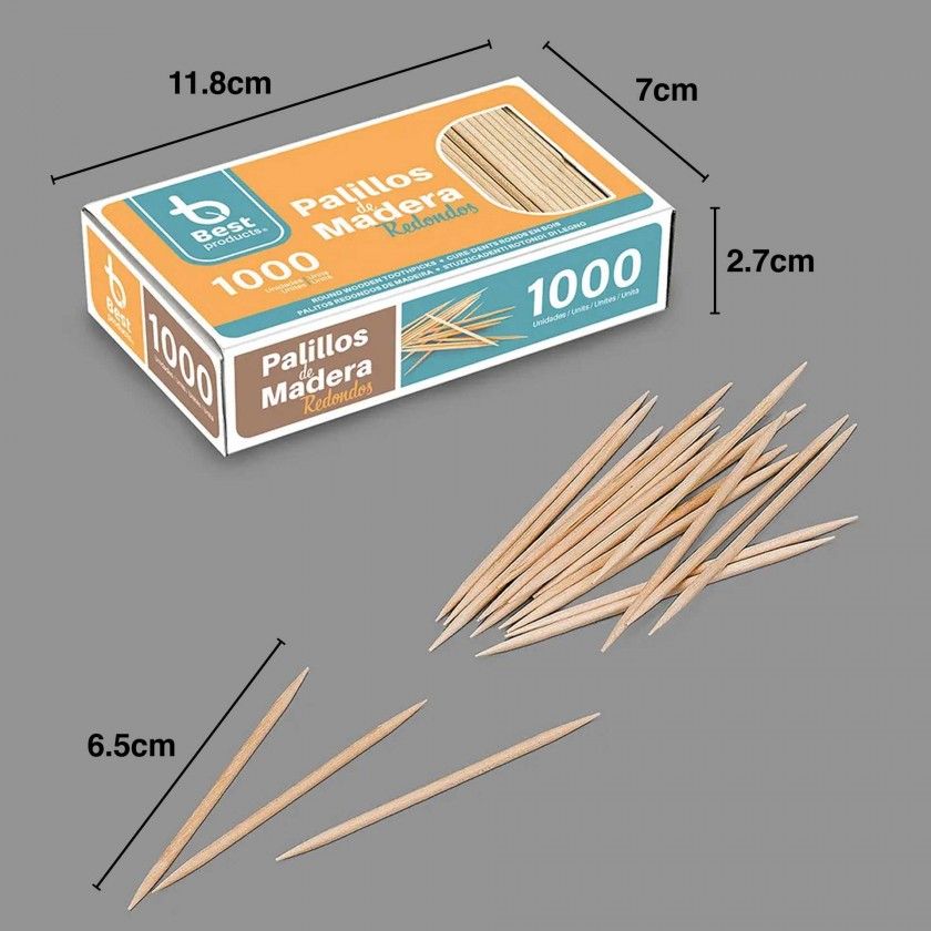 Palito Madeira Redondo 6.5cm Pack 1000 Palito Madeira Redondo 6.5cm Pack 1000