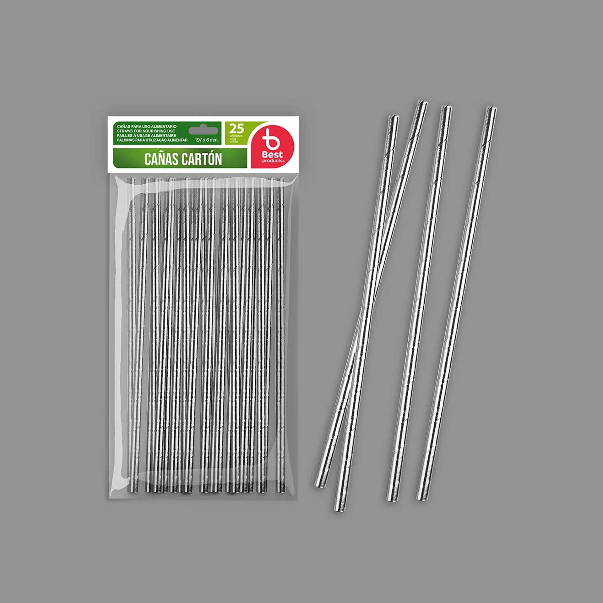 Palhinha Cartão Prateado 19.7X0.6cm Pack 25